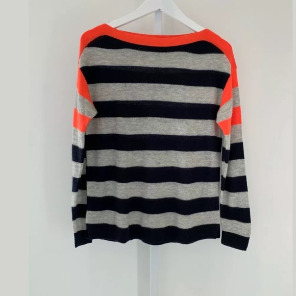 J.CREW NAVY GRAY ORANGE STRIPE CASHMERE SWEATER SIZE SMALL NWOTS! - Picture 7 of 16